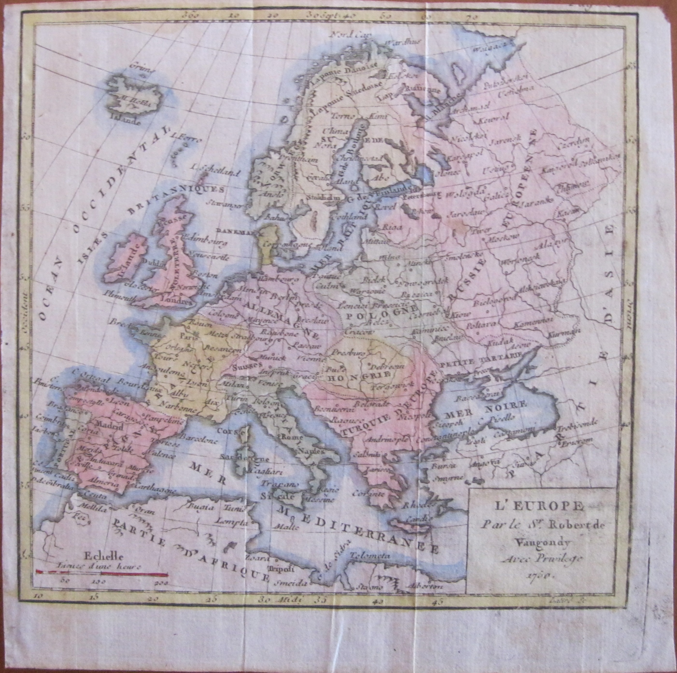 Mapa de Europa, 1751. Vaugondy